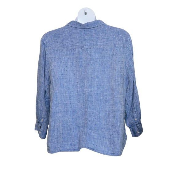 Talbots blue linen button up long sleeve shirt size 3XP classic coastal summer - Picture 3 of 8